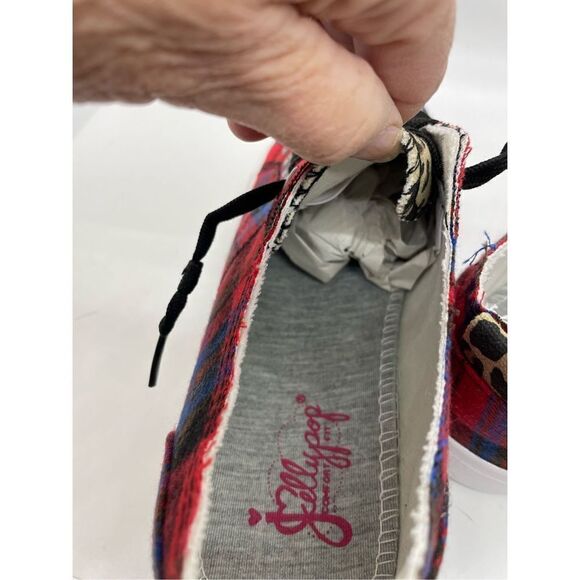 Jellypop Black & Red Plaid Leopard Kory Sneaker - Women Size 8.5 - Picture 10 of 15